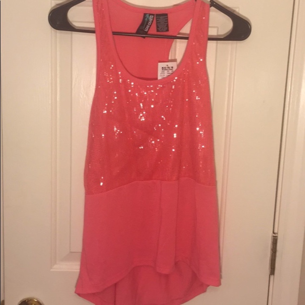 Tank Top - Hot Pink With Sequins